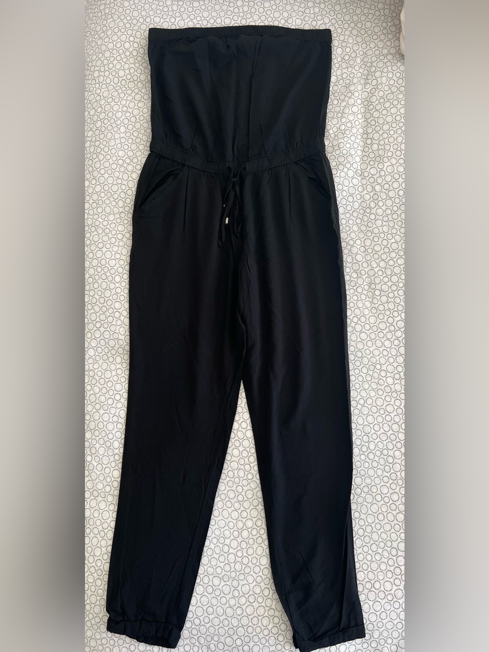 Old Navy Black Strapless Drawstring Jumpsuit Size: Small
